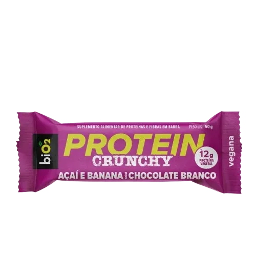 Barra Protein Crunchy Açaí e Banana com Chocolate Branco Bio2 50g