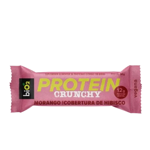 Barra Protein Crunchy Morango com Cobertura de Hibisco Bio2 50g