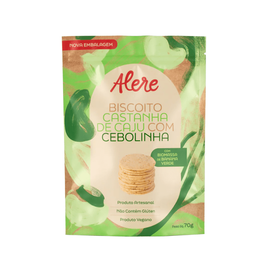 Biscoito Castanha de Caju e Cebolinha Alere 70g