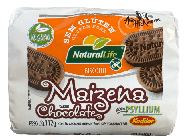 Biscoito de Maizena Vegano Sabor Chocolate Sem Glúten Natural Life 112g