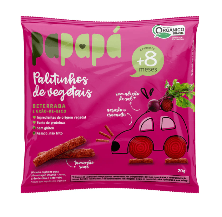 Biscoito Infantil Organico Beterraba e Grão de Bico Papapá 20g