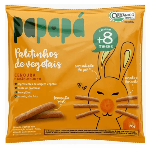 Biscoito Infantil Organico Cenoura e Grão de Bico Papapá 20g