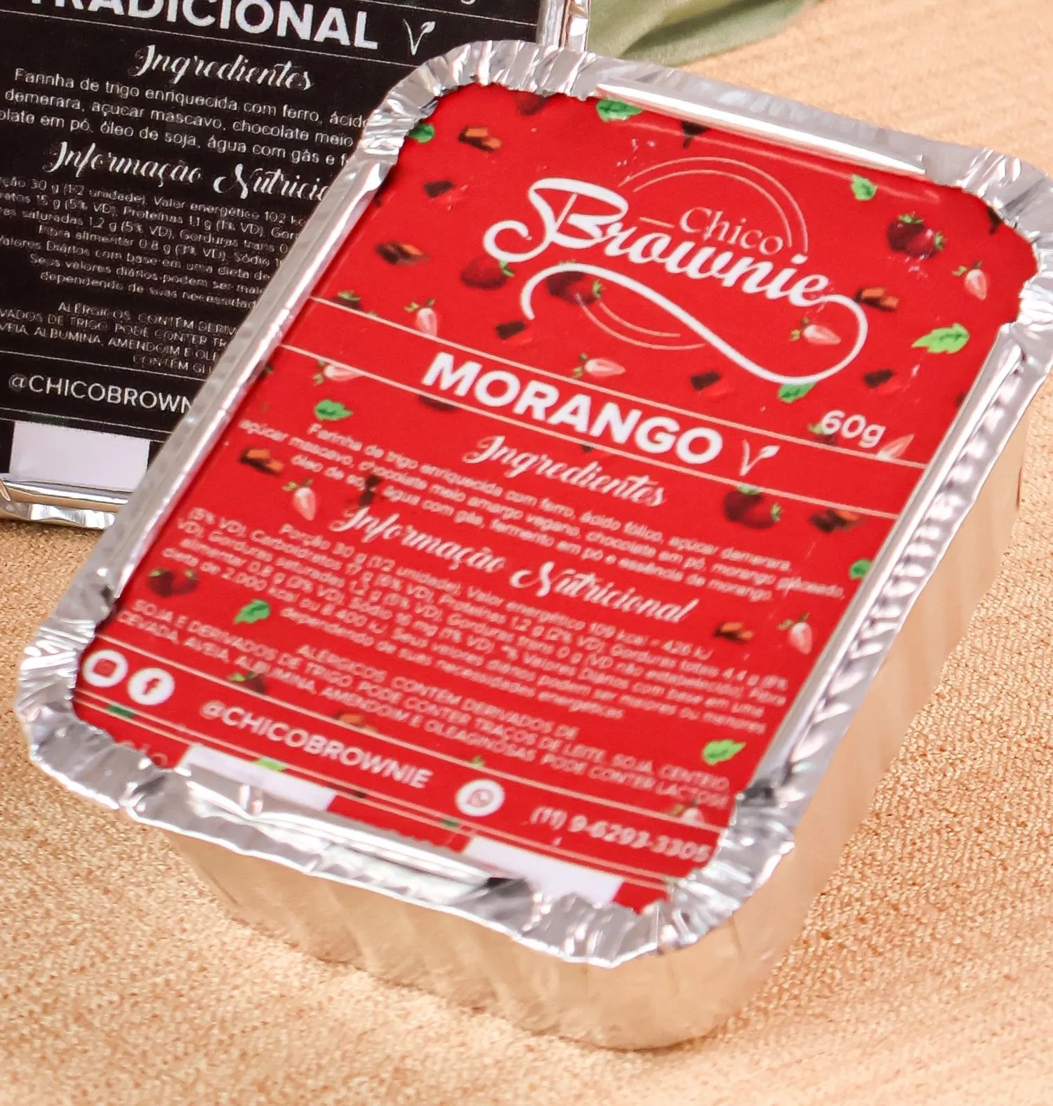 Brownie Vegano Morango Chico Brownie 60g refrig