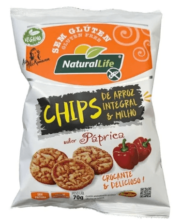 Chips Arroz Integral Milho Páprica Sem Glúten Natural Life 70g