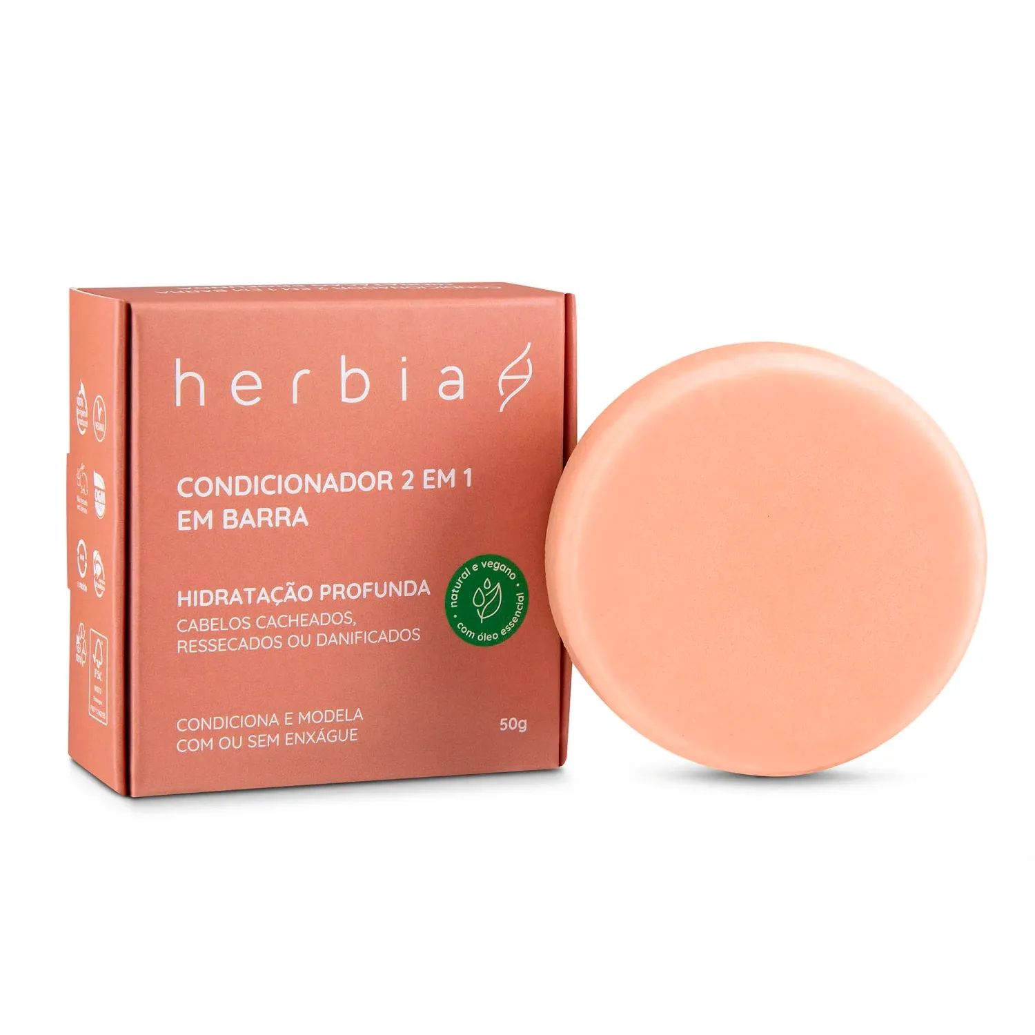 Condicionador 2 em1 em Barra Hidratacao Profunda Herbia 50g