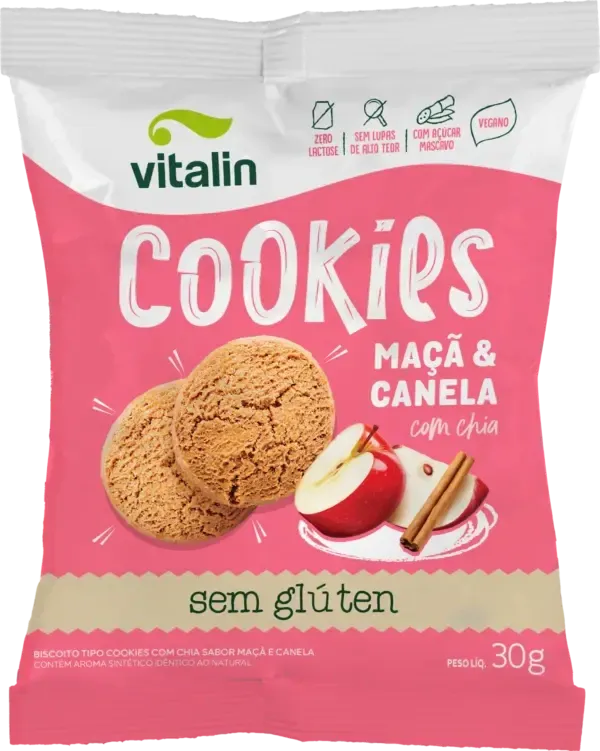 Cookies Chia C/ Maça E Canela Vitalin 30g