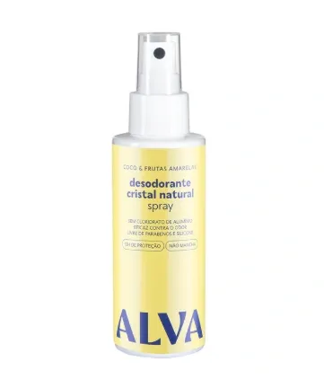 Desodorante Spray Cristal Natural Coco e Frutas Amarelas Vegano Alva 120ml