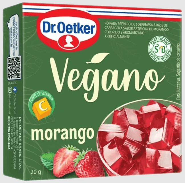 Gelatina Vegana Sabor Morango Dr Oetker 20g