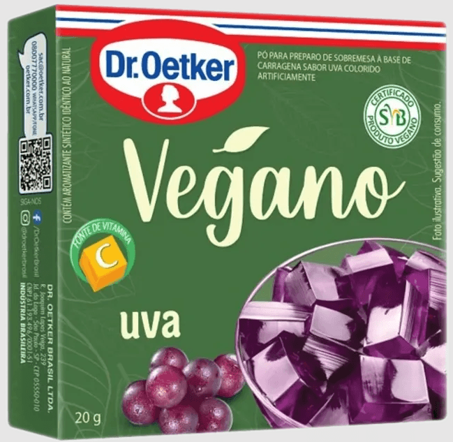 Gelatina Vegana Sabor Uva Dr Oetker 20g