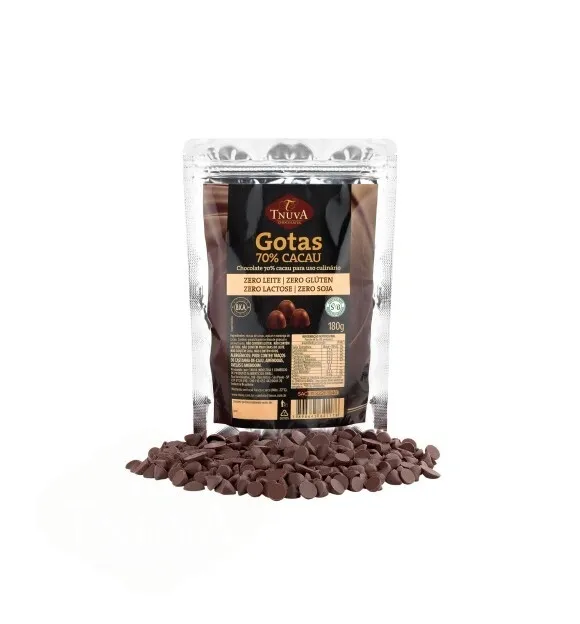 Gotas de Chocolate 70% Cacau Vegano Uso Culinário Tnuva 180g