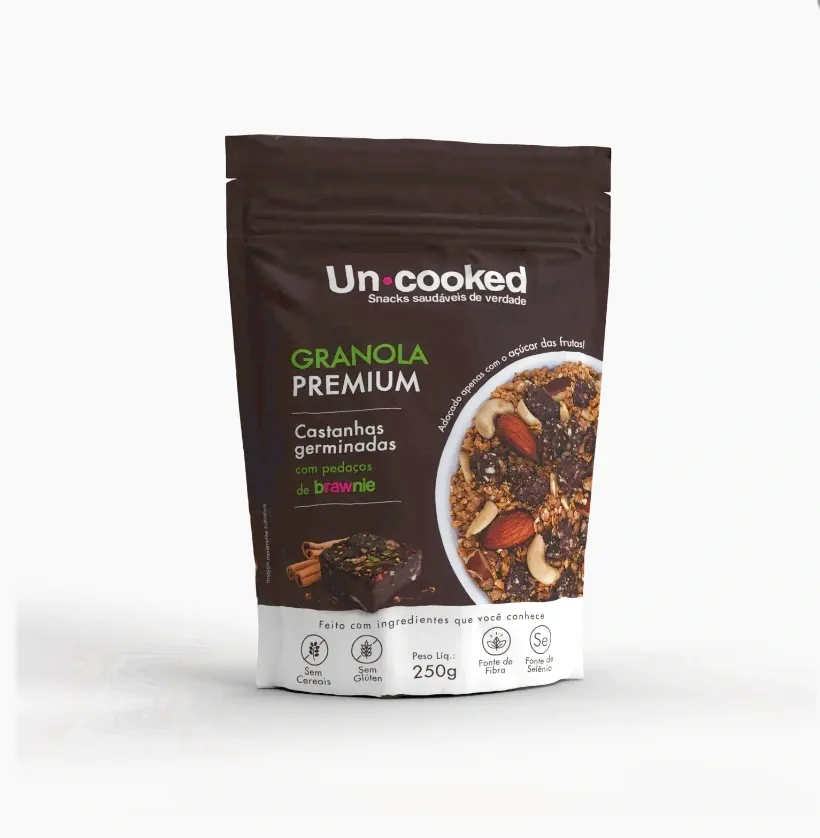 Granola Premium Castanhas Germinadas com Pedaços de Brawnie Uncooked 250g