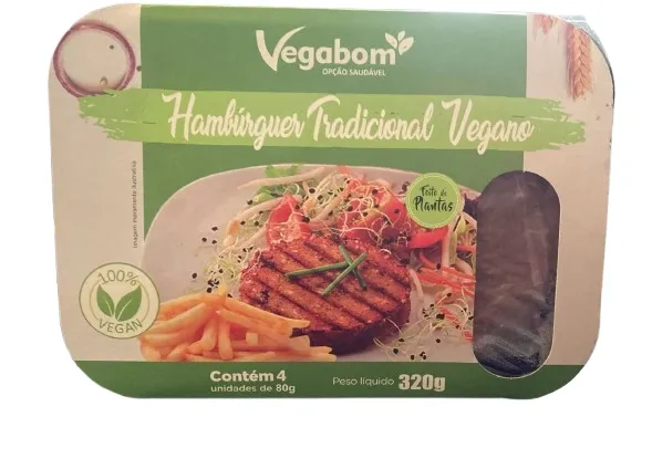 Hambúrguer Tradicional Vegano Vegabom 320g refrig.