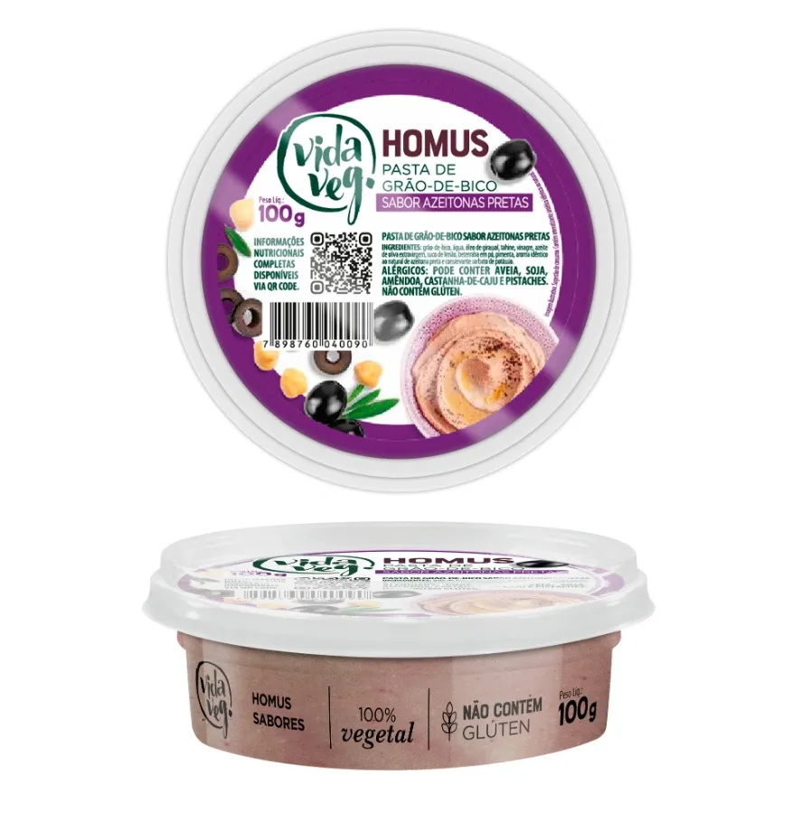Homus Azeitona Preta Vida Veg 100g refrig