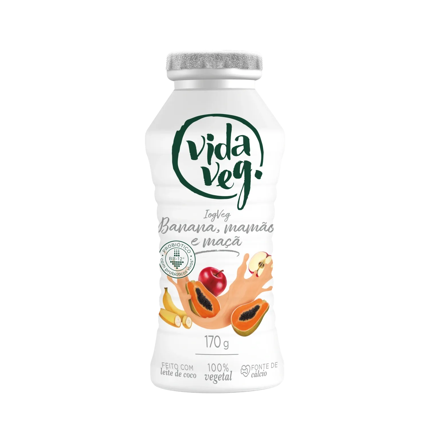 Iogurte Vegano Coco c/ Banana, Mamao e Maça Vida Veg  170g refrig.