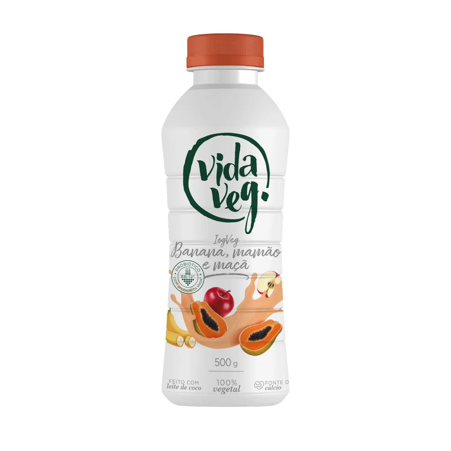 Iogurte Vegano De Coco c/ Banana, Mamão e Maça Vida Veg 500g refrig.