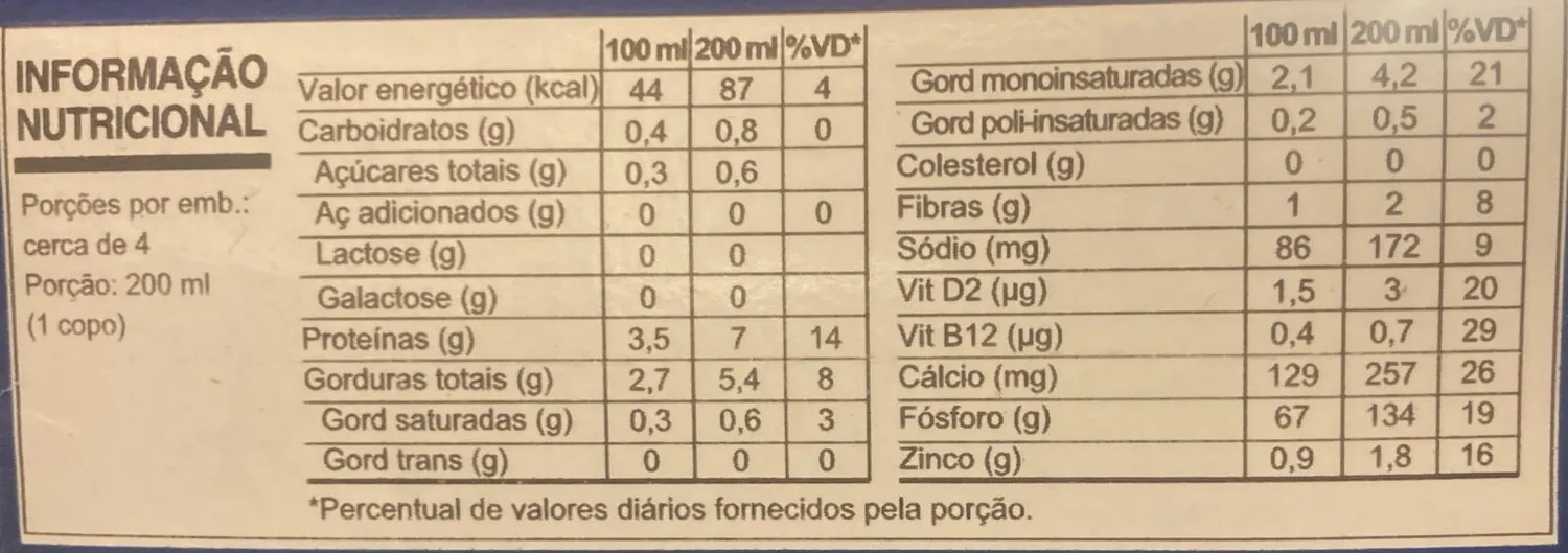 Leite Vegetal Proteico Zero Açucar Notmilk 750ml : ALIMENTOS