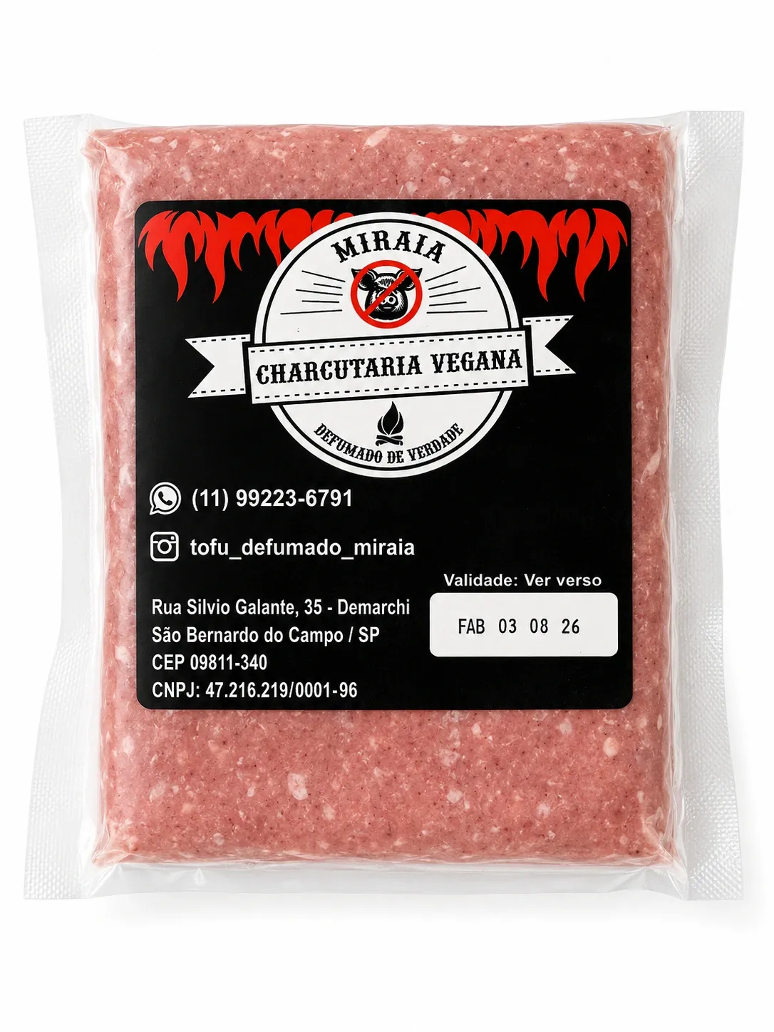 Linguiça de Corte Defumada Vegetal Miraia 300g refrig.