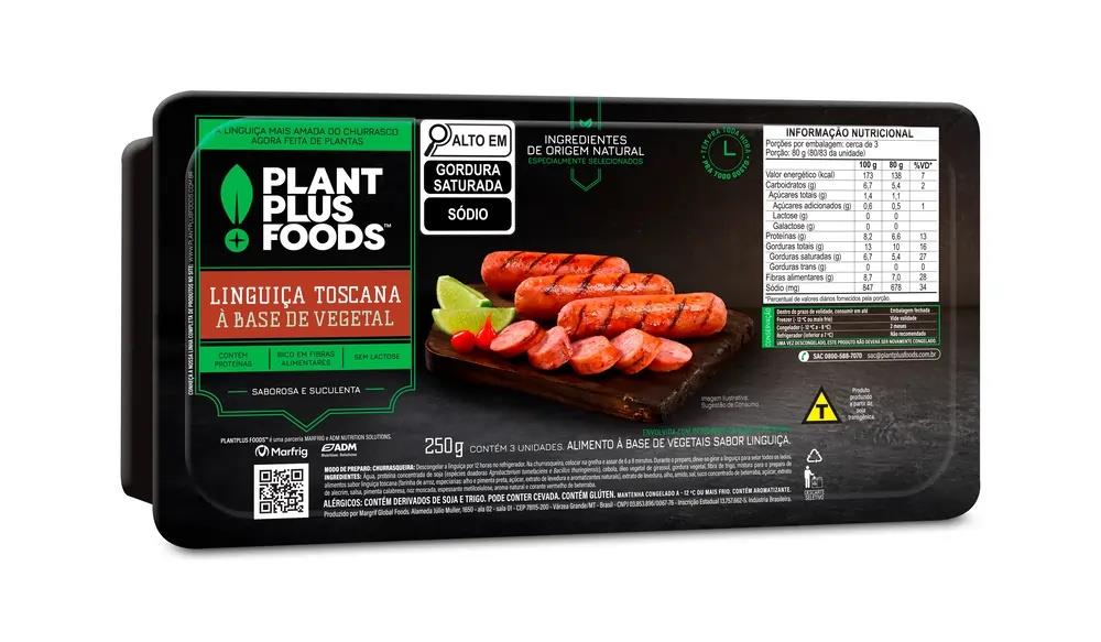 Linguiça Toscana Vegetal Plant Plus Foods 250g refrig.