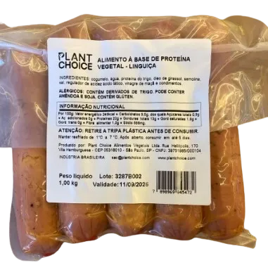 Linguiça Vegana Plant Choice 1kg refrig.