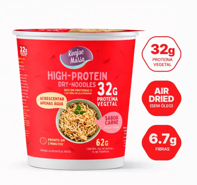 Macarrão Instantâneo Proteico Sabor Carne Dry Noodles Konjac 62g