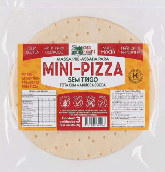 Massa de Mini Pizza Sem Glúten Casa Rigani 210g