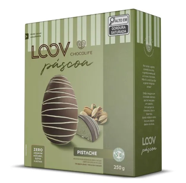 Meio Ovo de Páscoa Vegano Recheado Pistache Loov 250g