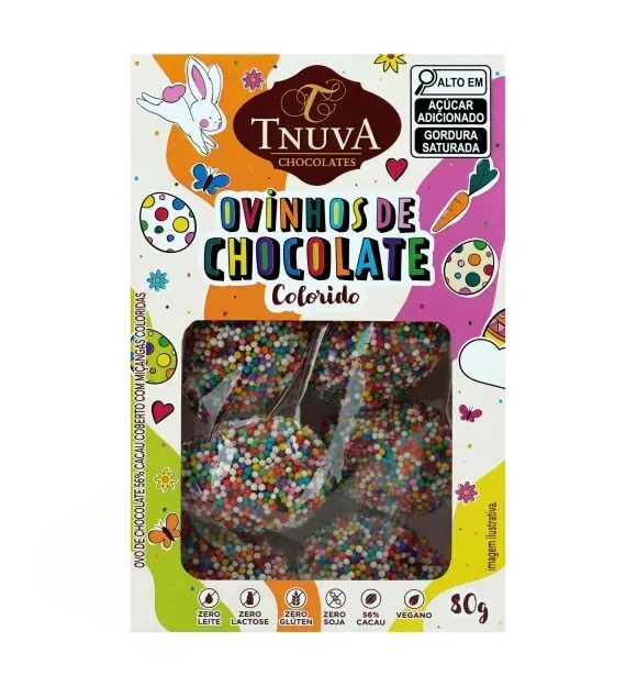 Mini Ovinhos de Páscoa Vegano Chocolate Coloridos Tnuva 80g