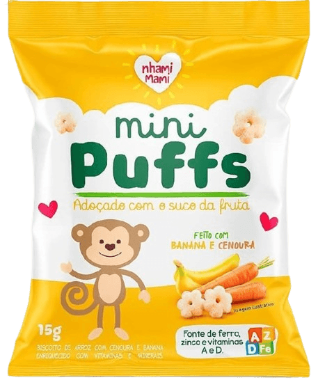 Mini Puffs Banana e Cenoura Nhami Mami 15g