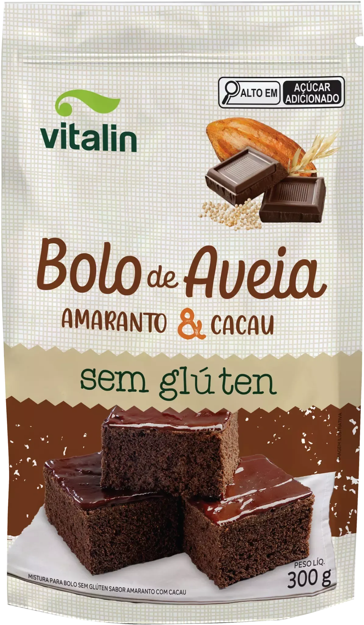 Mistura Para Bolo Aveia E Cacau Vitalin 300g