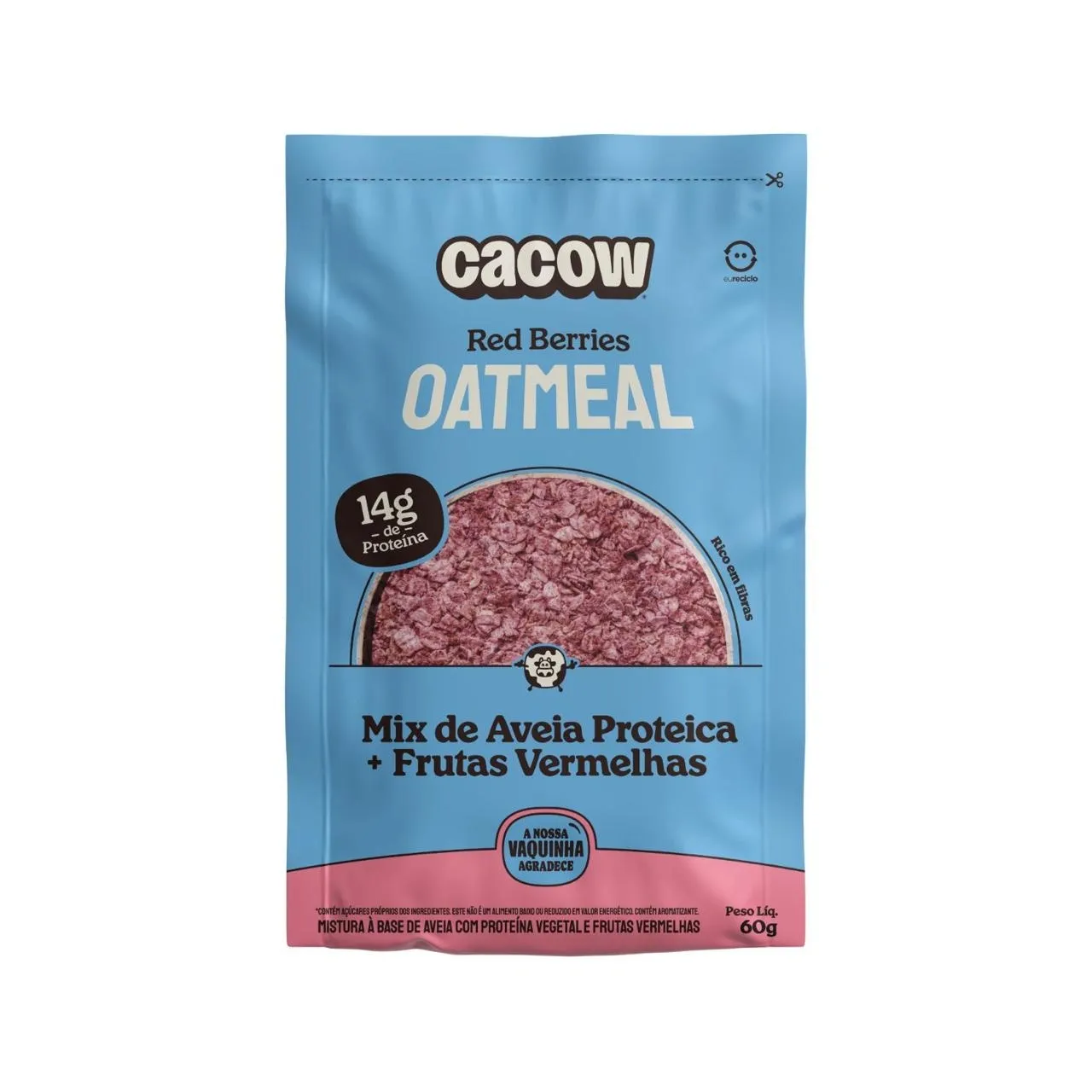 Oatmeal Mistura Proteica De Aveia e Frutas Vermelhas Cacow 60g