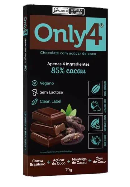 Barra de Chocolate 85% Cacau Only4 70g