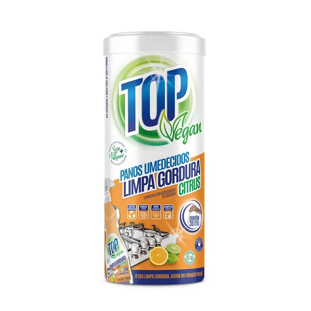 Panos Umedecidos Limpa Gordura Citrus Top Vegan 35 unidades