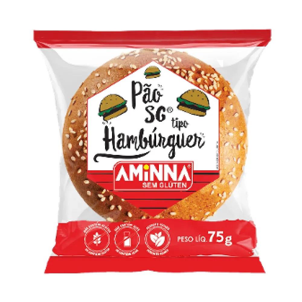 Pão de Hamburguer Sem Glúten Aminna 75g refrig.