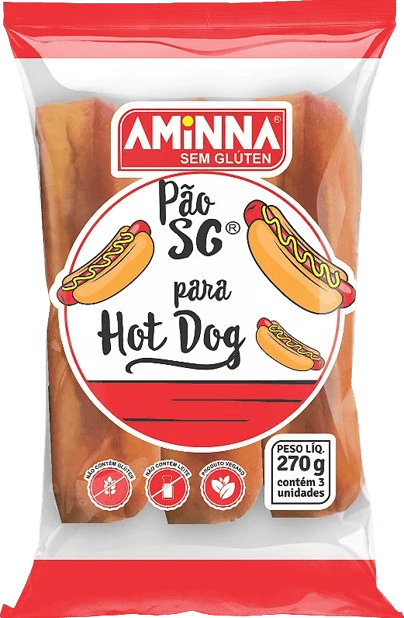 Pão de Hot Dog Sem Glúten Aminna 270g refrig.