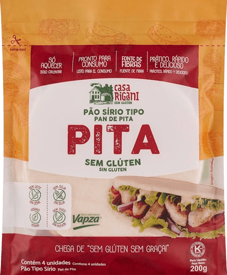 Pão Pita Vegano Sem Glúten Casa Rigani 200g