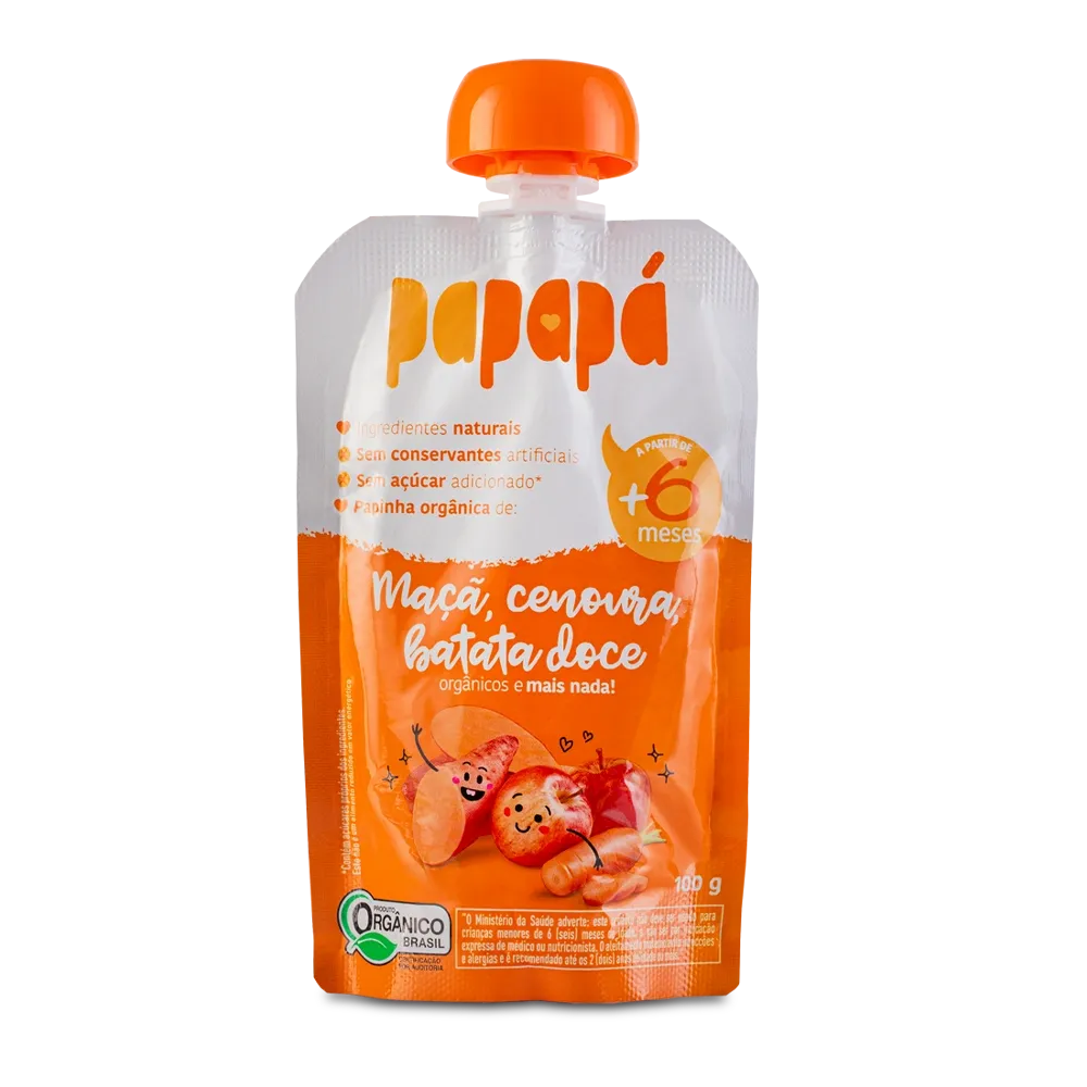 Papinha Orgânica Maca Batata Doce Cenoura Papapa 100g