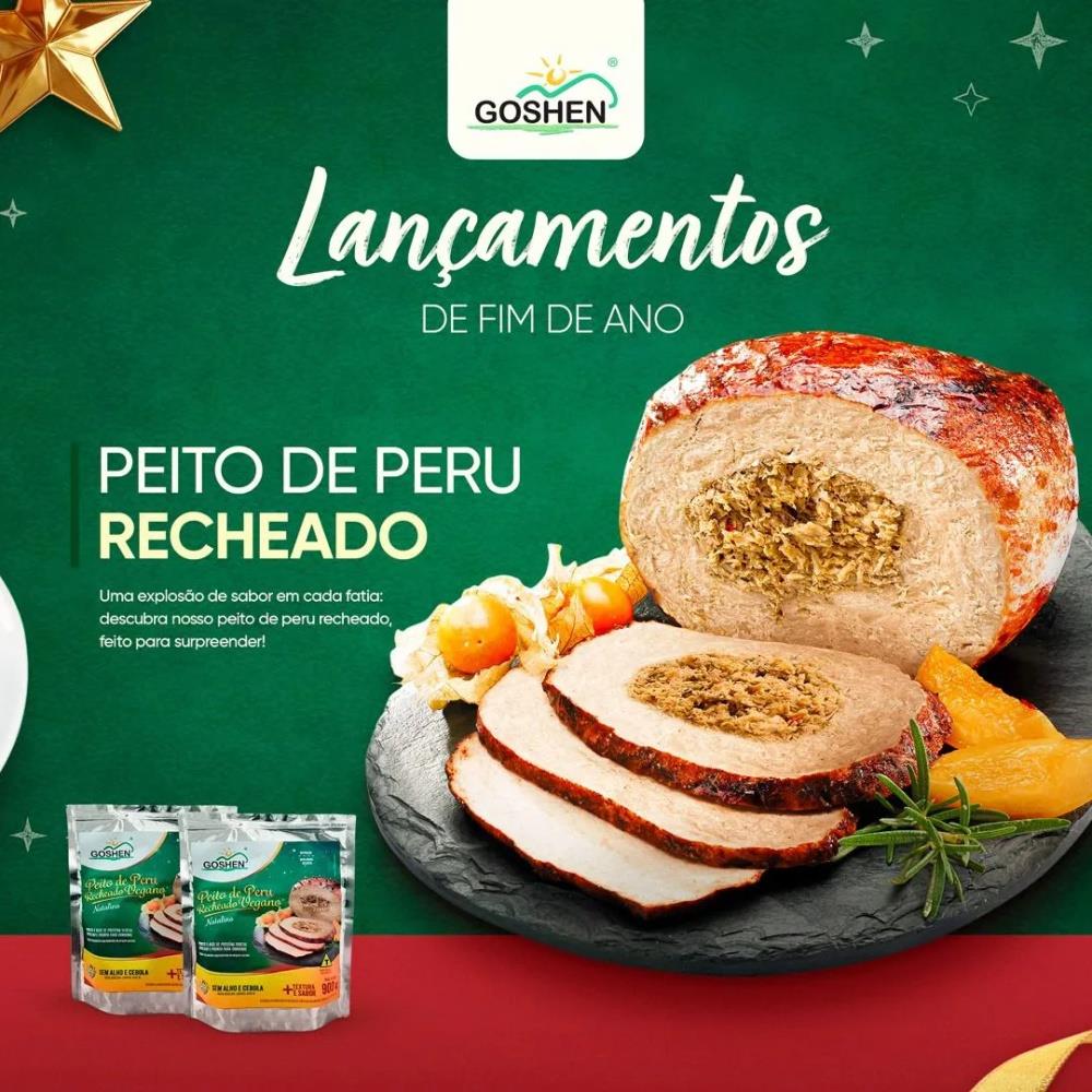 Peito de Peru de Soja Recheado Natalino Goshen 900g refrig.