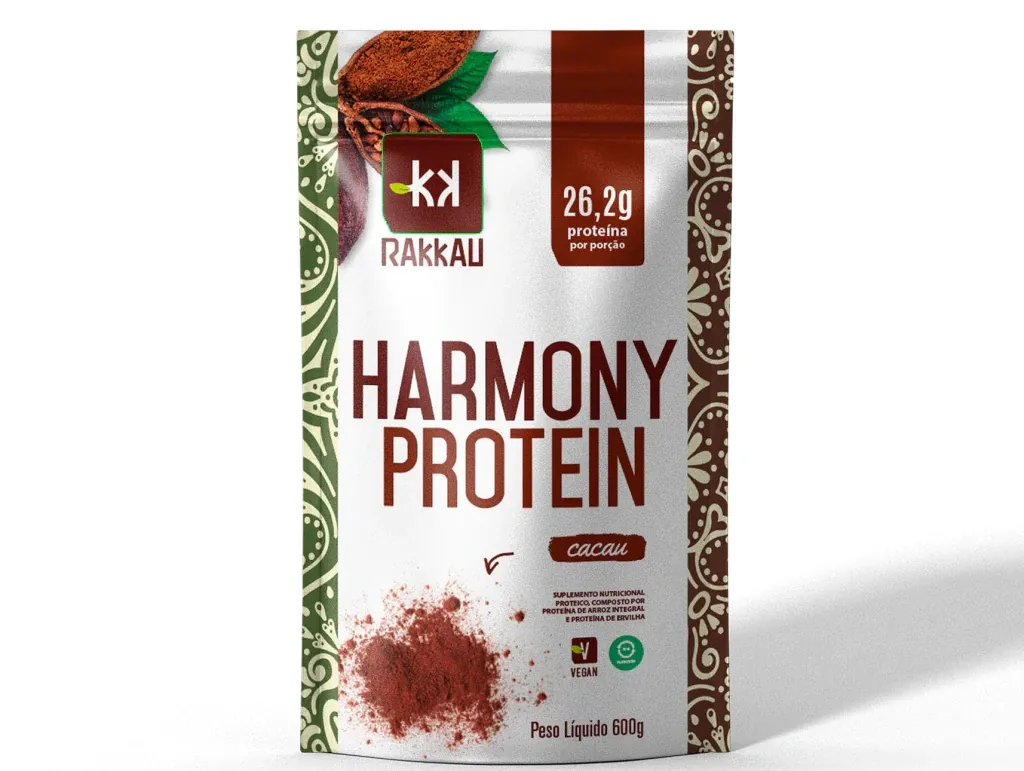 Proteina Arroz e ervilha Sabor Cacau Rakkau Harmony 600g