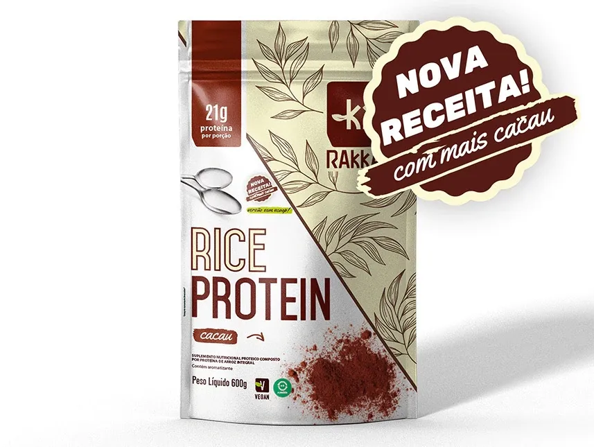 Proteina de Arroz Sabor Cacau Rakkau Rice 600g