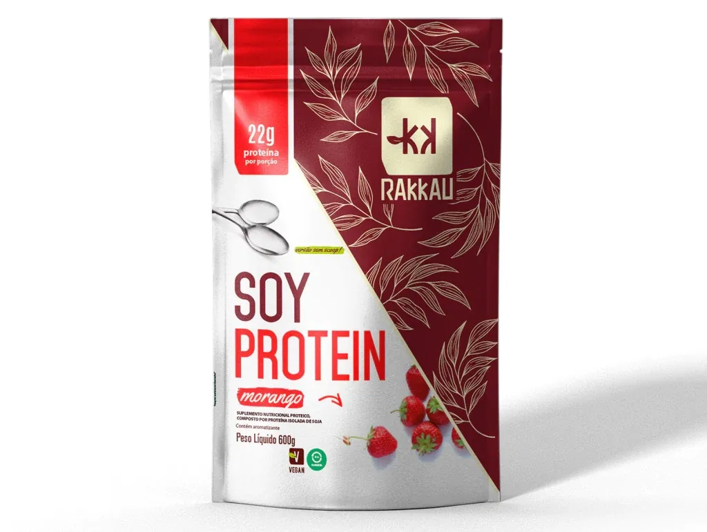 Proteina Isolada de Soja Sabor Morango Rakkau Soy 600g