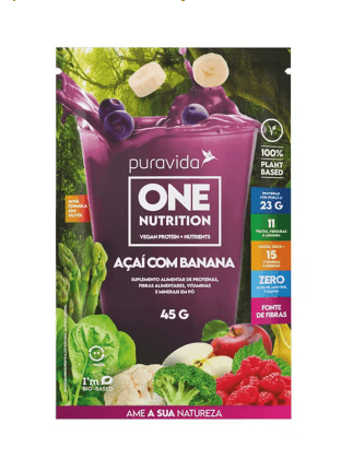 Proteina Sabor Açaí Com Banana One Nutrition Puravida Sachê 45g