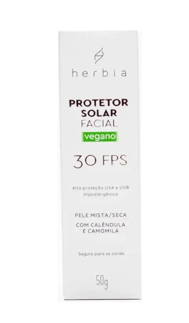 Protetor Solar Facial 30 Fps Pele Mista e Seca Herbia 50g