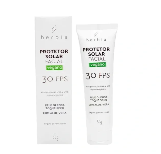 Protetor Solar Facial 30 Fps Pele Oleosa Herbia 50g