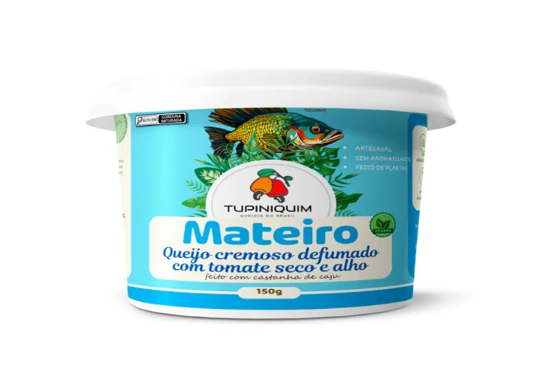 Queijo Cremoso Vegetal Defumado com Tomate Seco e Alho Mateiro Tupiniquim 150g refrig.