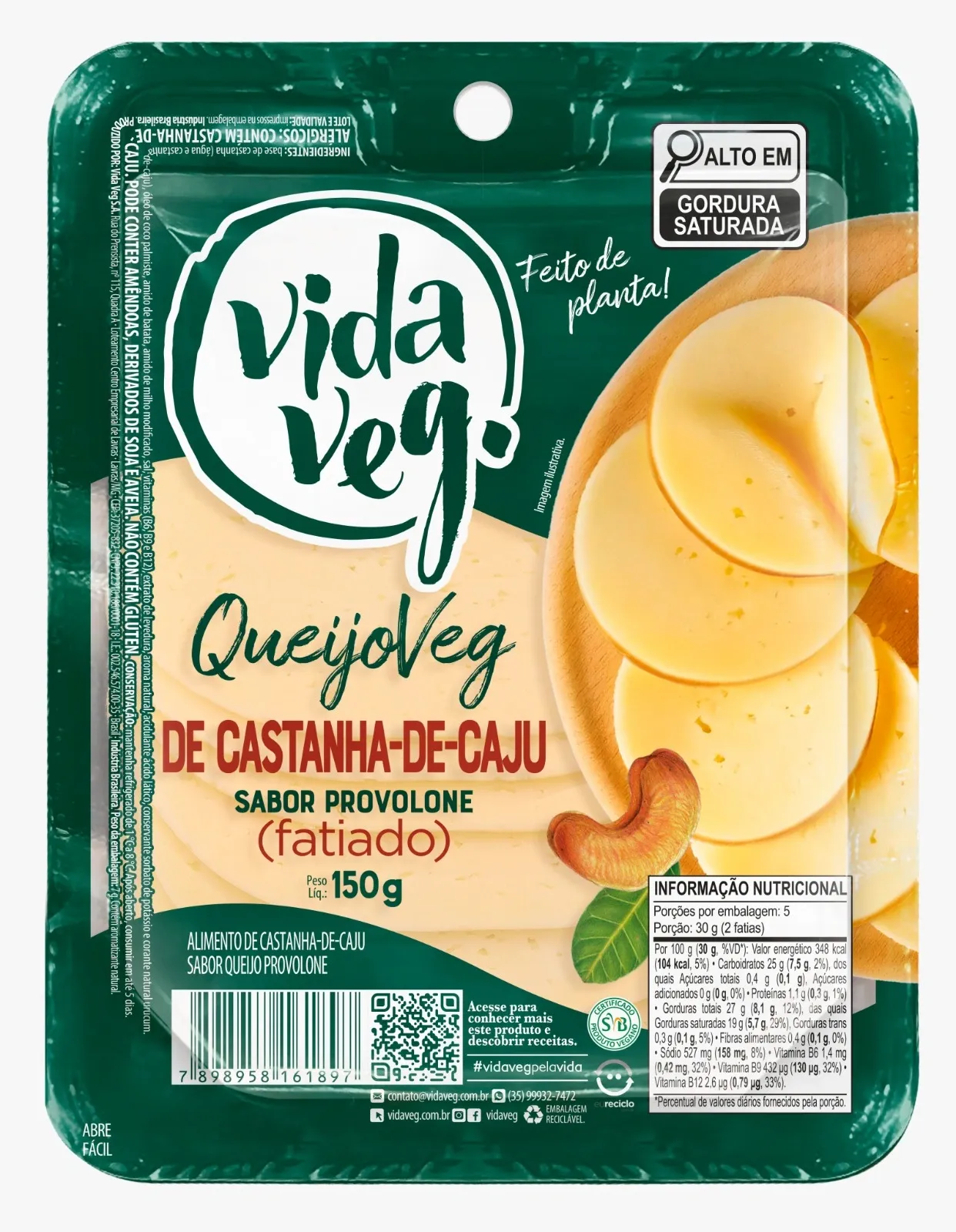 Queijo Provolone Vegano Fatiado Vida Veg 150g refrig.
