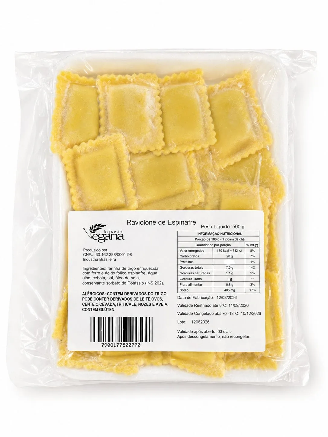 Ravioli De Espinafre La Pasta Vegana 500g refrig.