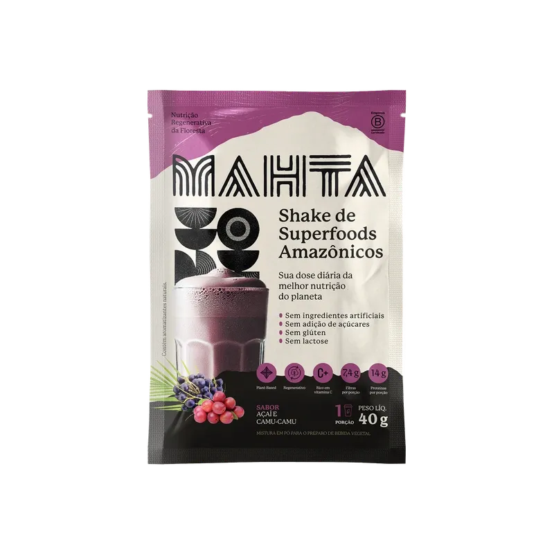 Shake de Superfoods Amazônicos em Pó Açaí e Camu-Camu Mahta 40g