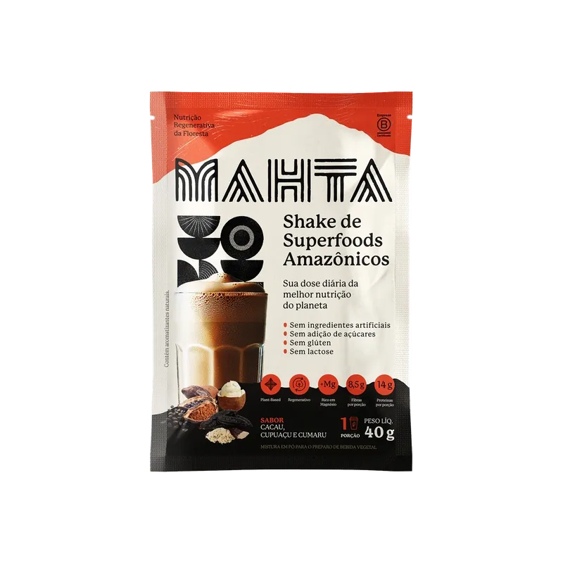 Shake de Superfoods Amazônicos em Pó Cacau, Cupuaçu e Cumaru Mahta 40g