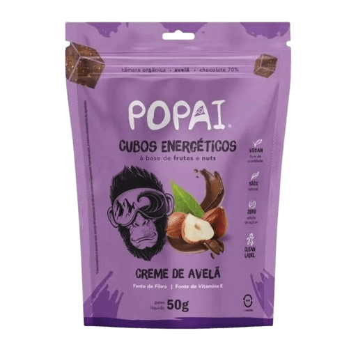 Snack Cubos Energéticos Creme de Avelã Popai 50g