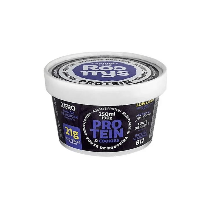 Sorvete Vegano e Sem Gluten Protein Cookies Roomys 250ml refrig.